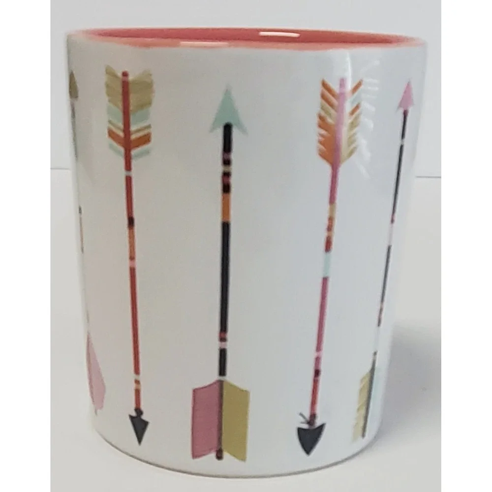 Paper Source Arrows Darts Coffee Mug Coral Interior 2013 Crm/Pink/Olive/Aqua Cup